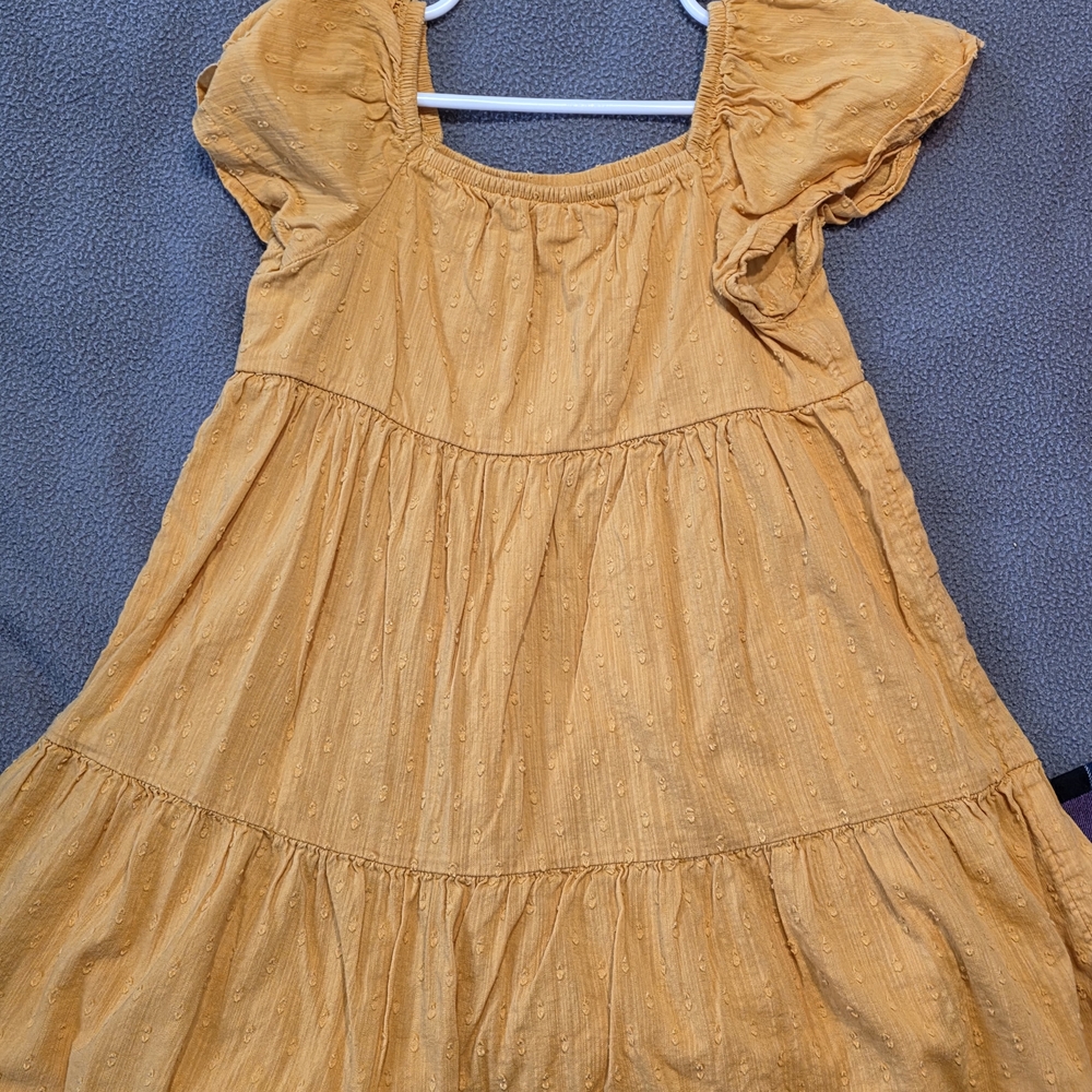 jumping beans Mustard Yellow Puff-Sleeve Tiered Dress